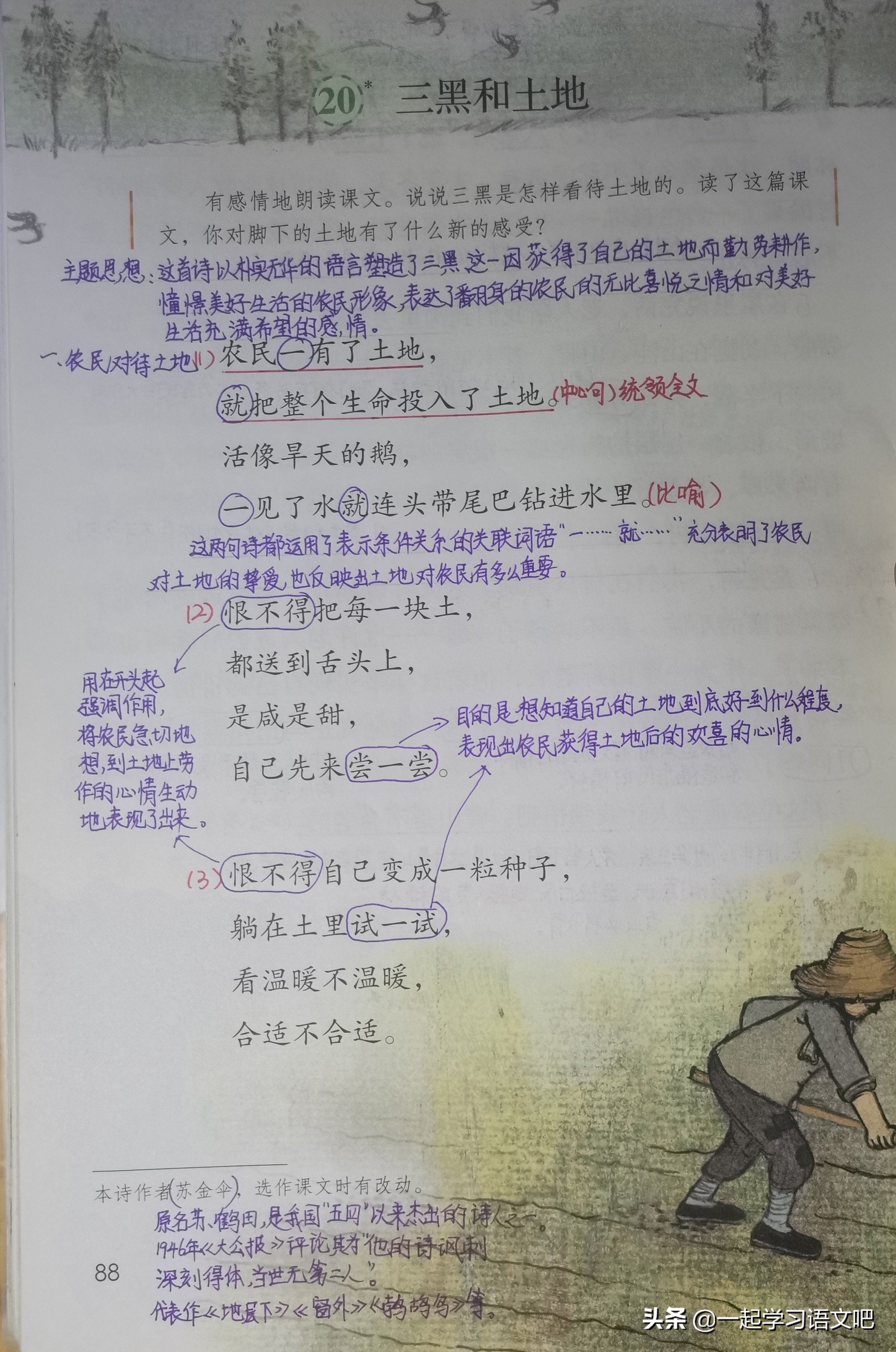 六年级语文古诗三首重点句子,六年级语文第七单元古诗三首讲解