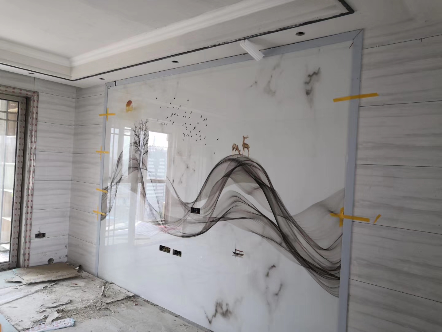 石材背景墙瓷砖颜色搭配效果图,极简大理石瓷砖背景墙效果图