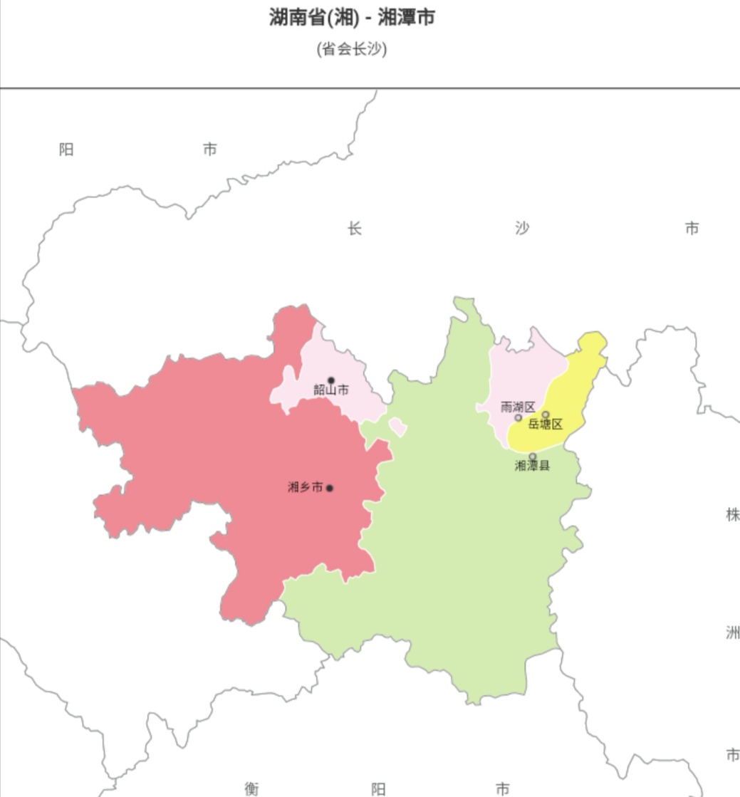 湖南湘潭行政地图,1965年湘潭行政区域