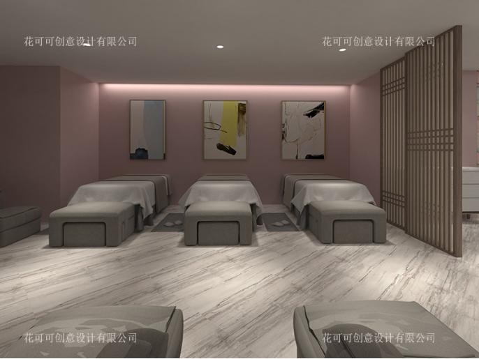 转角美容院装修效果图,美容院装修风格案例图法式