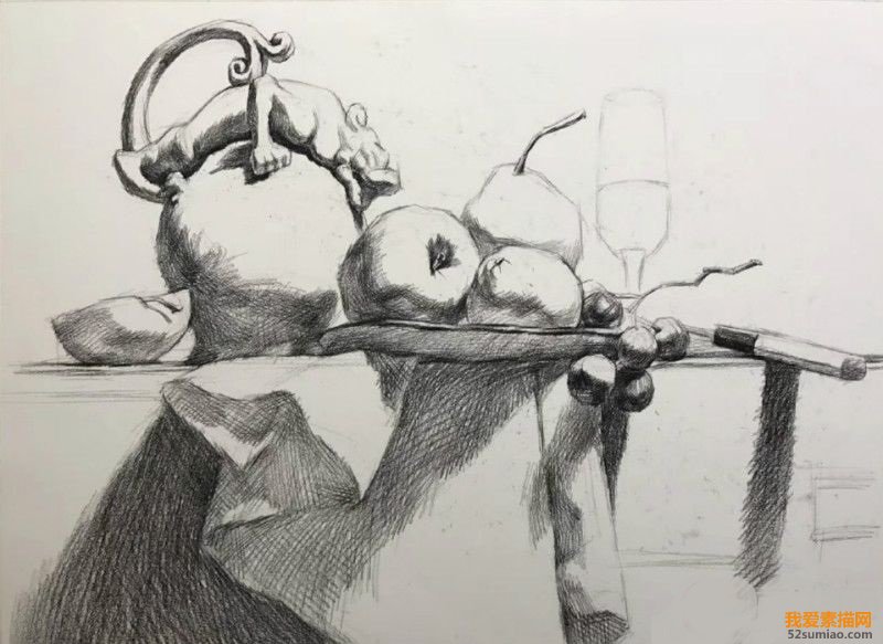 初学者最适合画的素描静物教程,超写实静物素描画高清大图