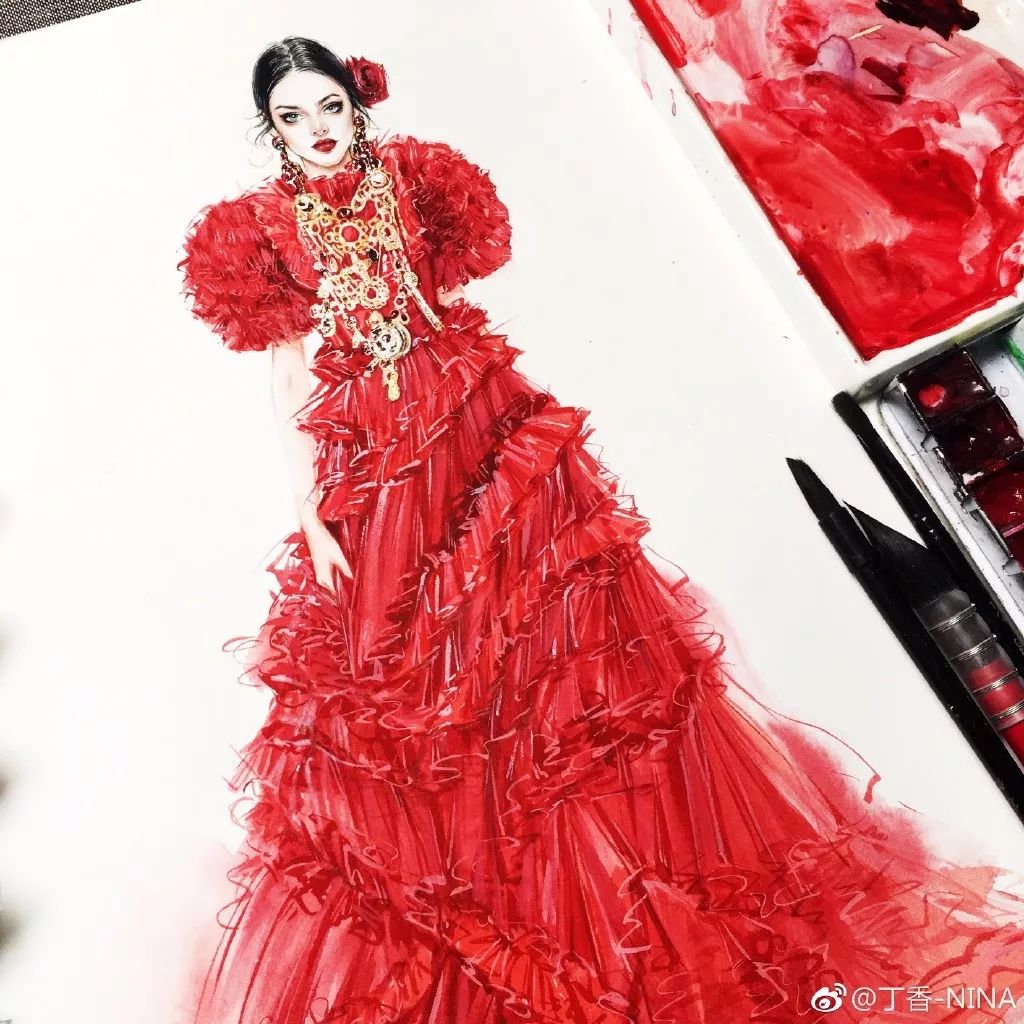 礼服怎么画好看仙气用彩铅,马克笔和彩铅裙子上色教程