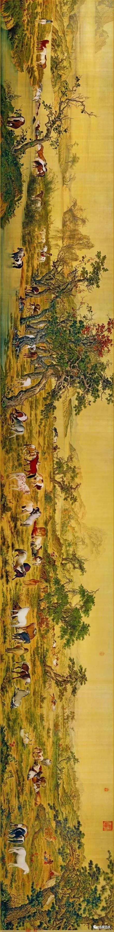 郎世宁百骏图茶席,郎世宁百骏图真迹小长卷真品价值