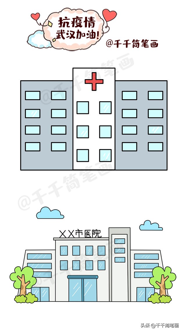 简笔画冠状病毒儿童画,抗击新型冠状病毒手绘画儿童黑白