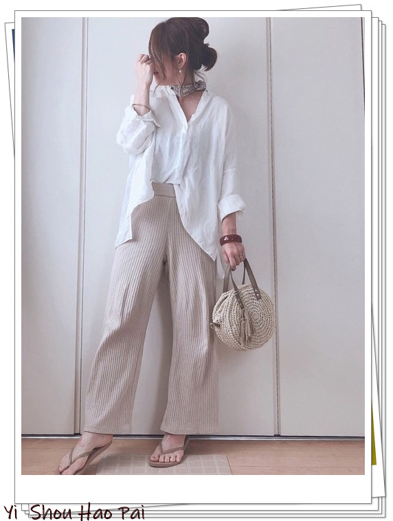 优衣库穿搭夏季女生阔腿裤,优衣库窄版阔腿纯棉女裤