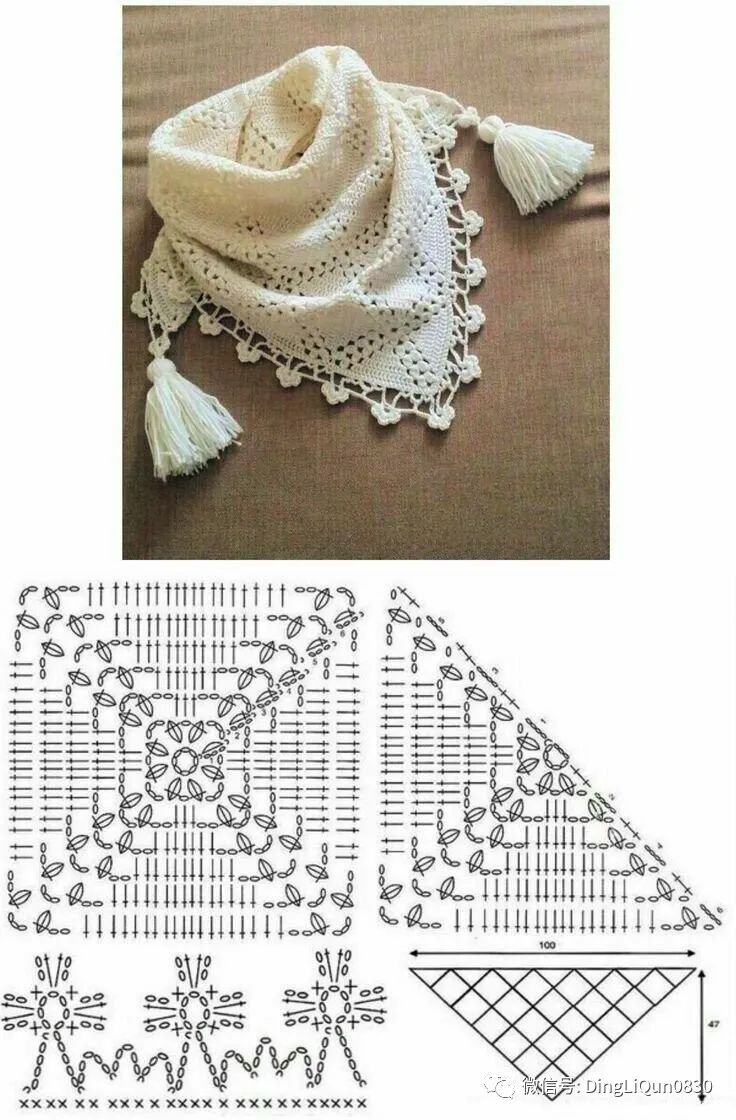 钩针钩贵夫人披肩最新花样图解,钩针夏河颜半圆形披肩图解