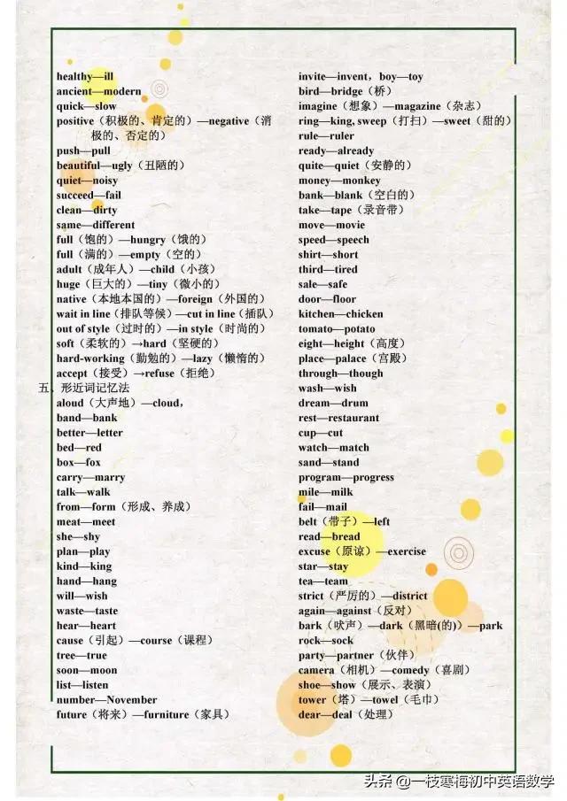 初中英语单词重点词汇,英语词汇表的英语单词