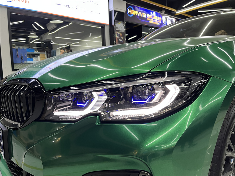 全新宝马三系夜晚大灯效果,昆山宝马3系改大灯方案