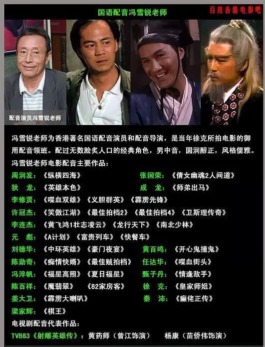 香港配音演员去世,冯雪锐配音周润发