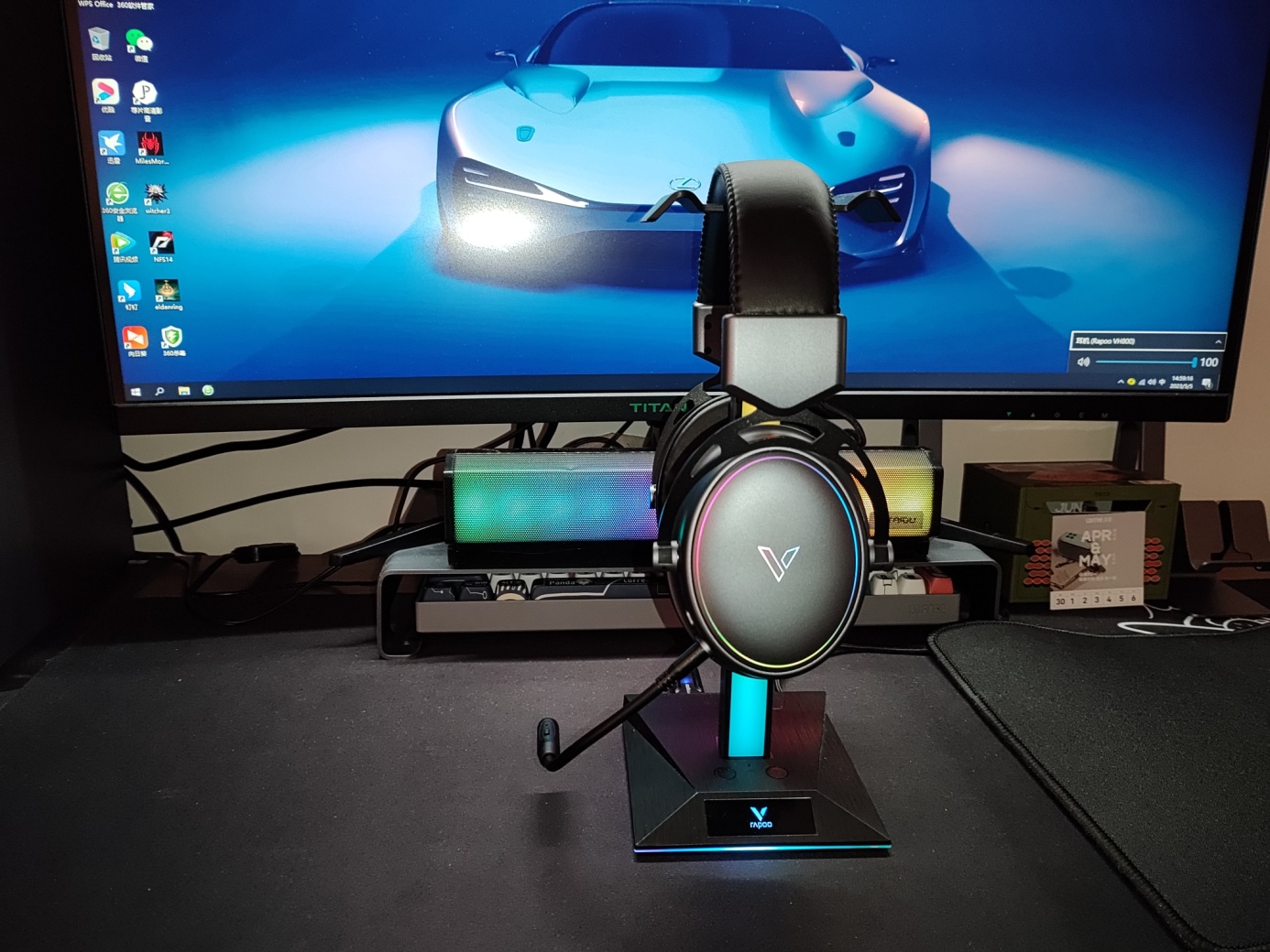 雷柏VH800双模无线RGB游戏耳机,头戴式耳机蓝牙雷柏vh800