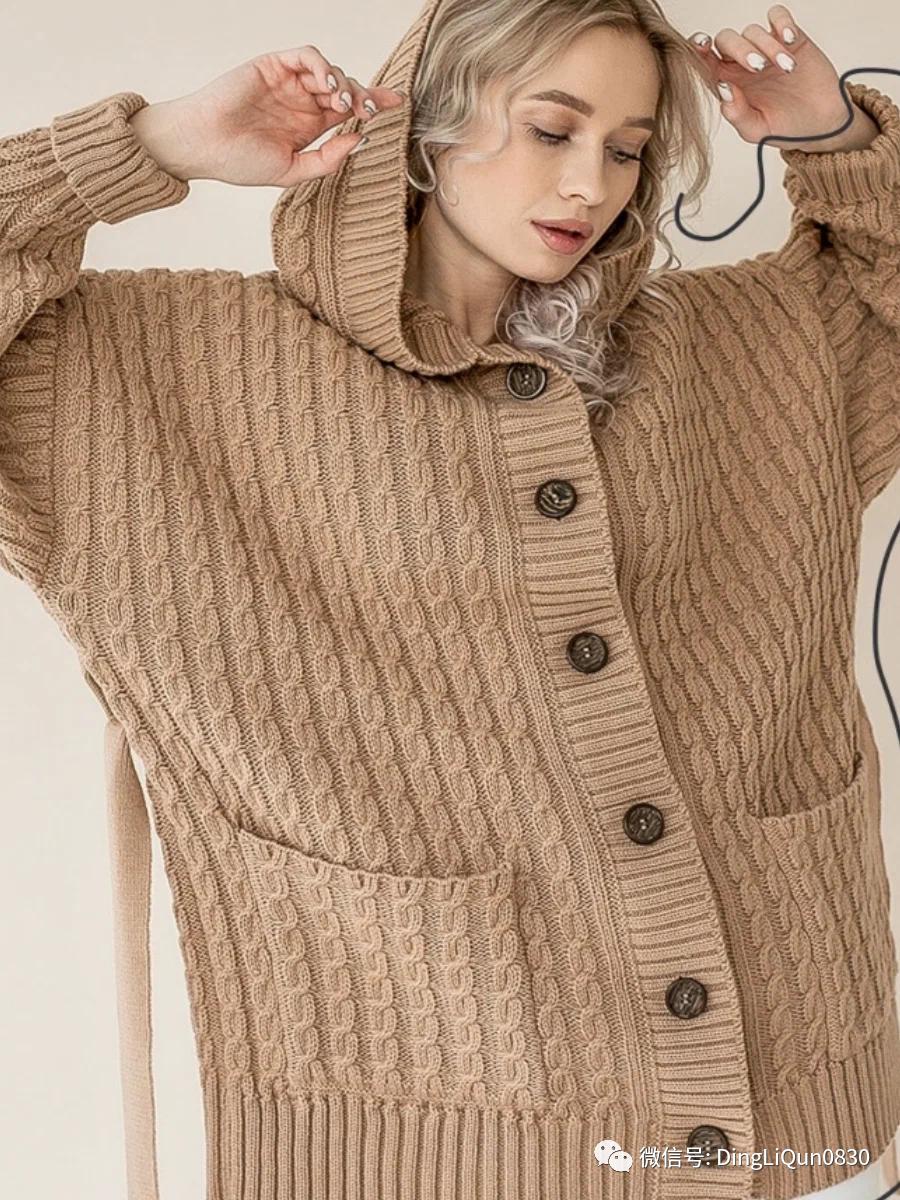 针织开衫中长款编织图,两种颜色的针织开衫编织教程