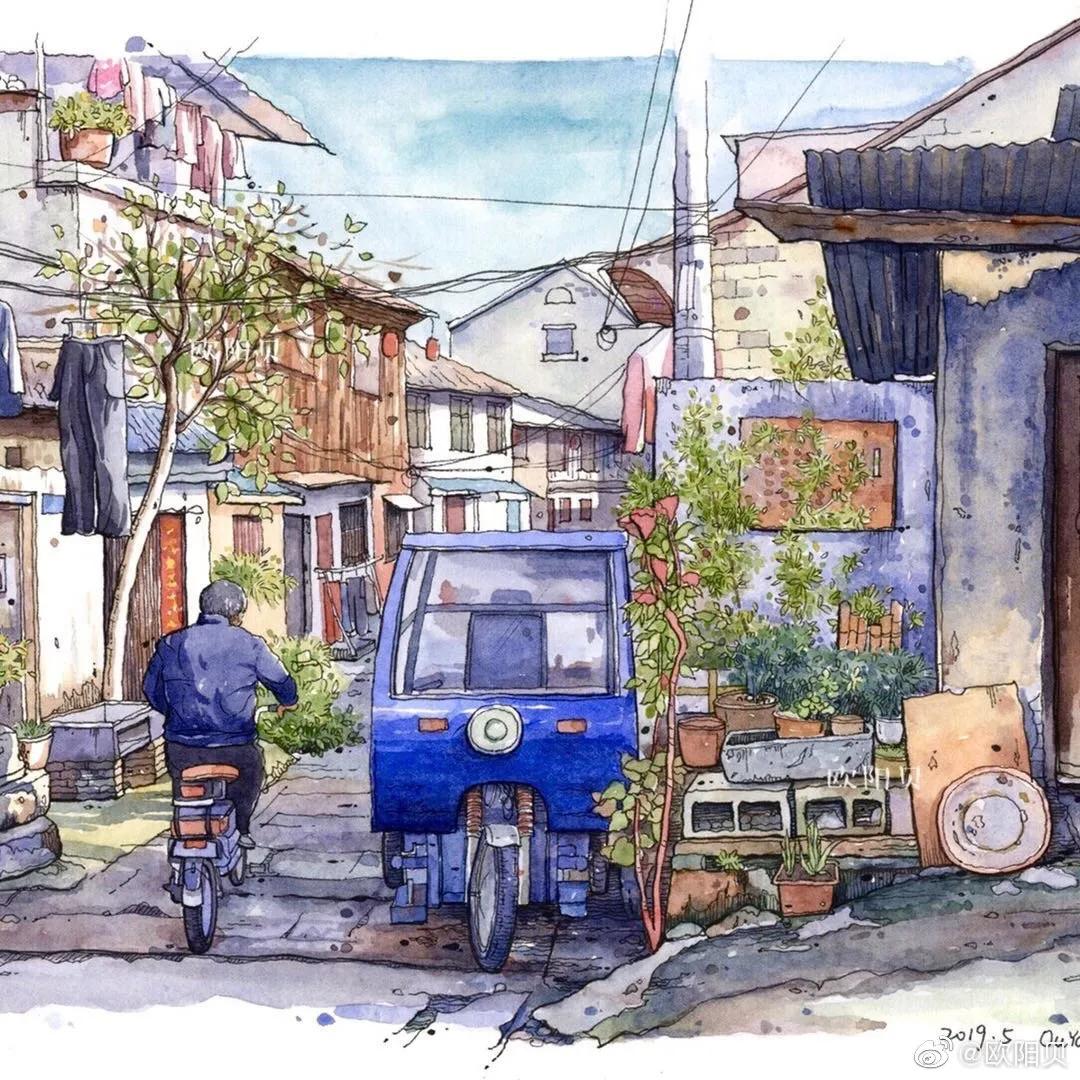 95后女孩画山水画,95后女大学生画山水课堂