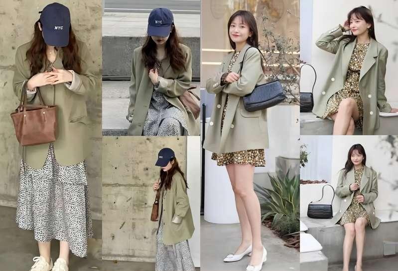 碎花裙加西装外套穿搭,西装内搭碎花连衣裙春秋穿搭