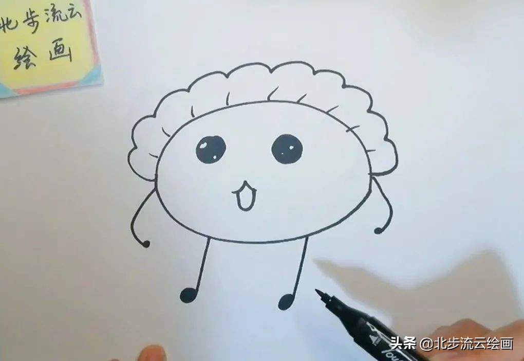 一盘饺子的简笔画图片大全,穿古装端着饺子的中国女孩简笔画