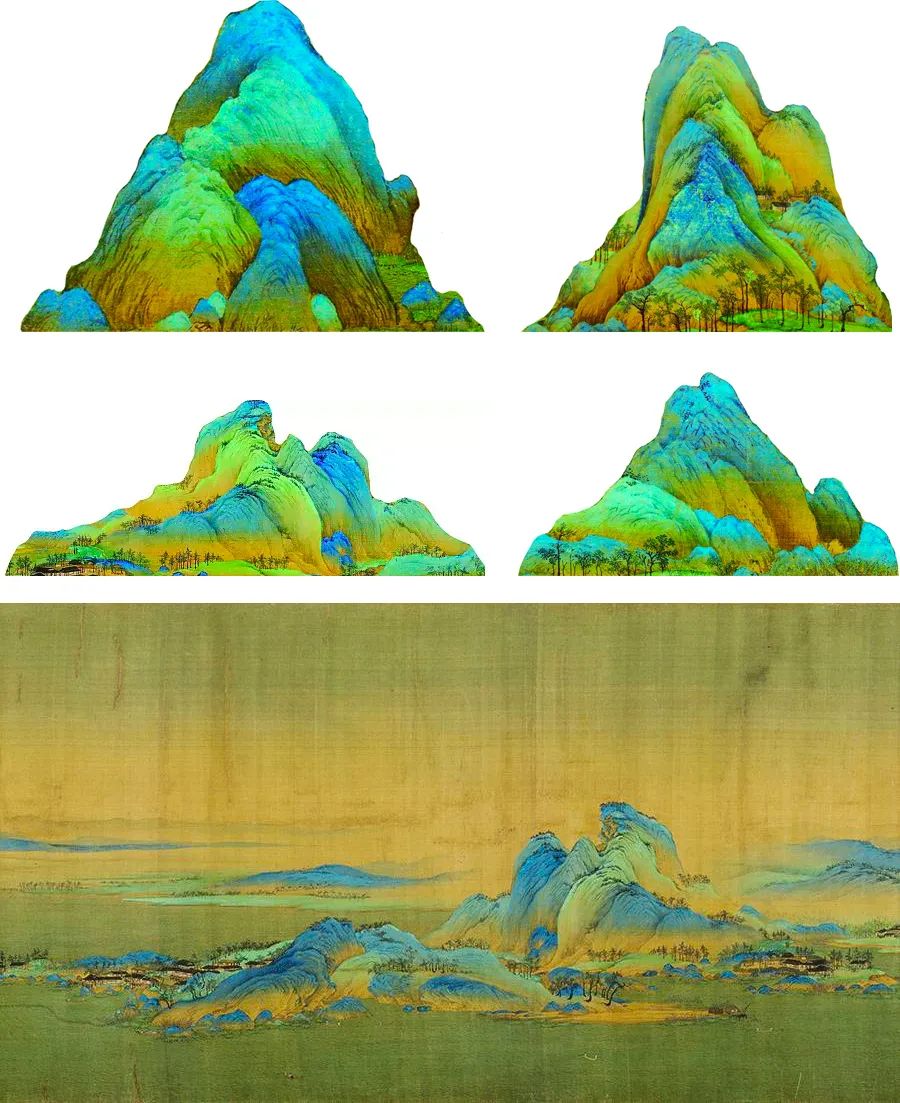 怎么用油画棒画千里江山图局部,千里江山图的河怎么用油画棒画