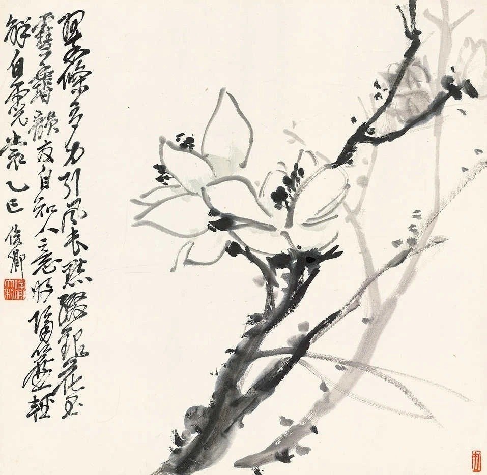 吴昌硕小品画作欣赏,吴昌硕写意花卉的枝的画法