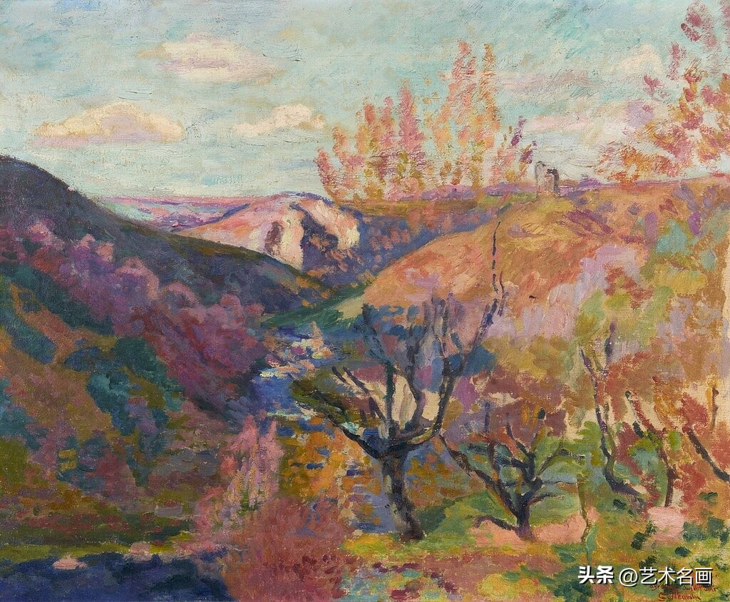 美国印象派大师春天的风景画,色彩丰富的印象派