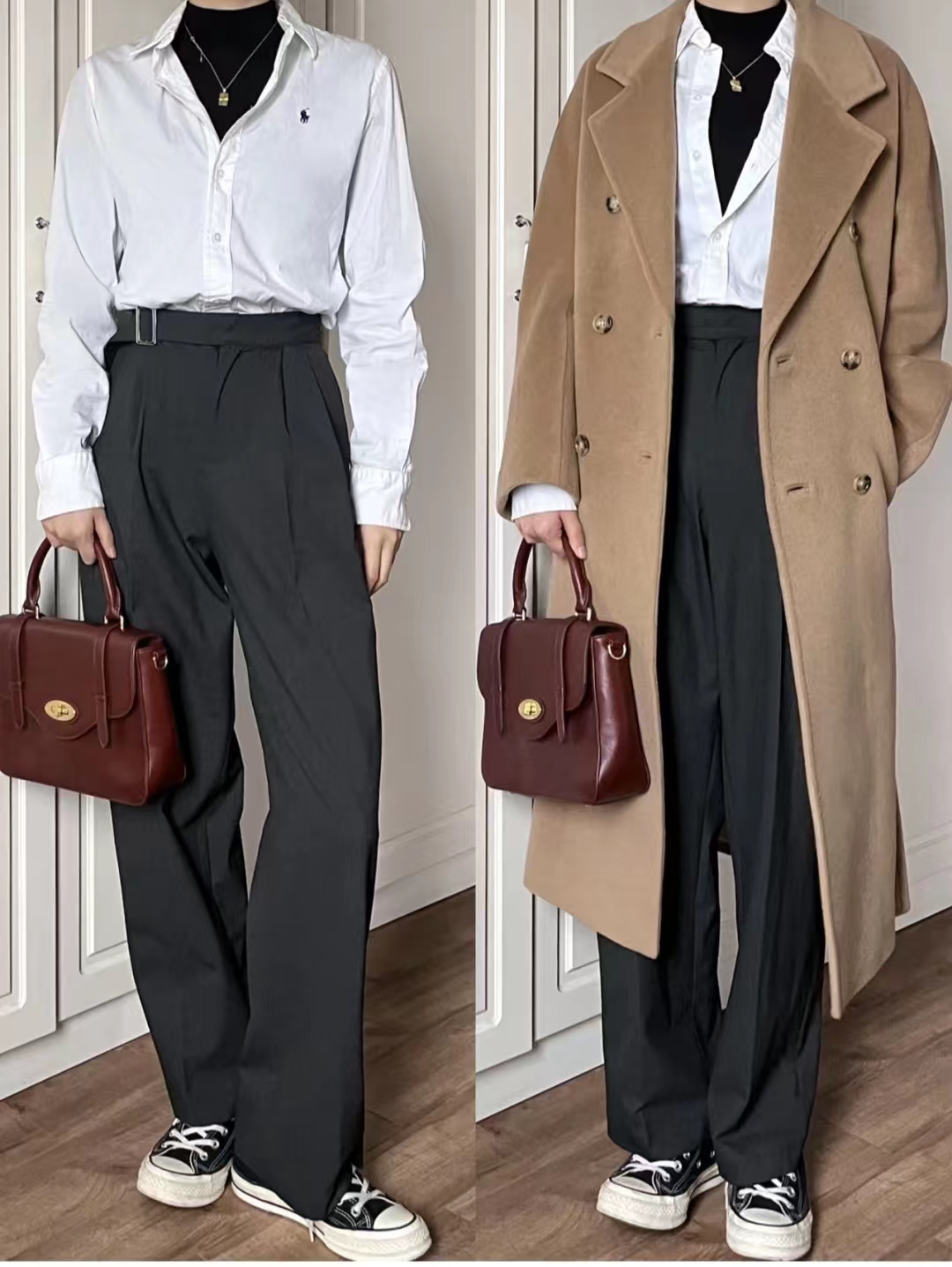 驼色浴袍大衣怎么搭配更高级,大衣棉服驼色穿搭女秋冬