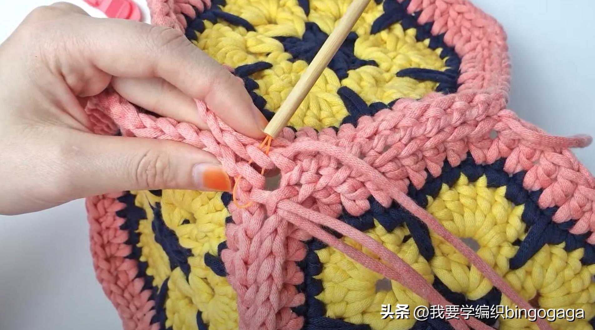 祖母方格小包包拼接编织教程,方形镂空小花包编织教程