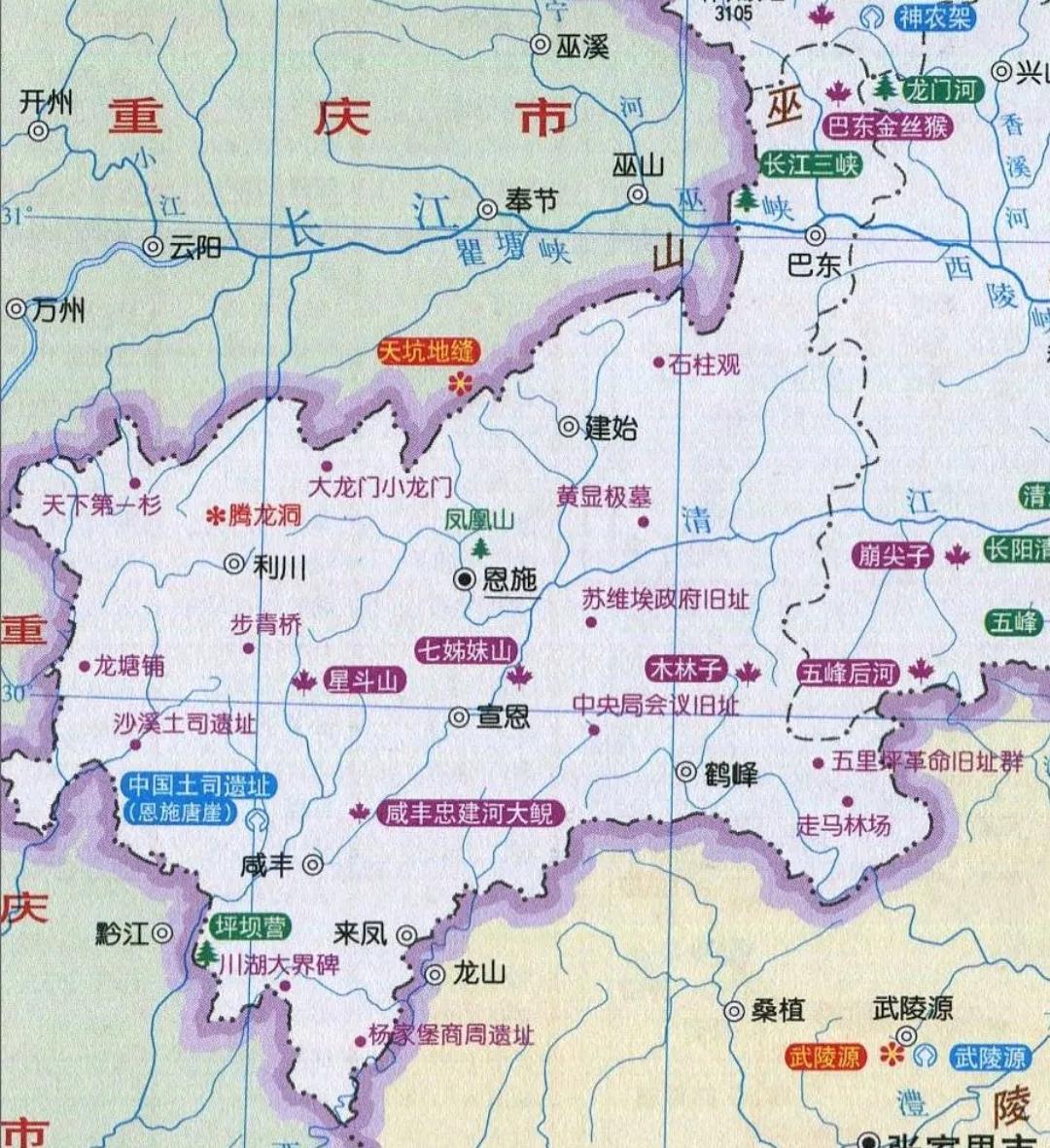 恩施市旅游地图,恩施5-6天旅游地图