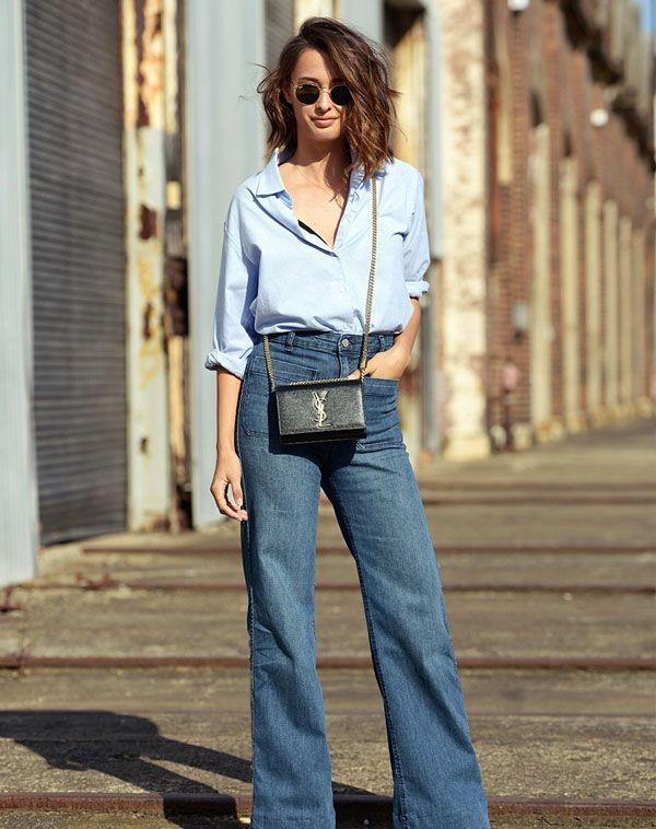 各种裤型牛仔裤配什么衣服,裤腰收缩款牛仔裤怎么搭配