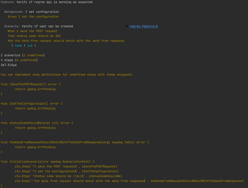 使用GODOG进行GOLANG和API测试
