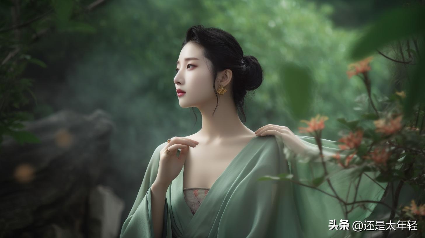 青色长袖12-15岁女童汉服,少女汉服服饰