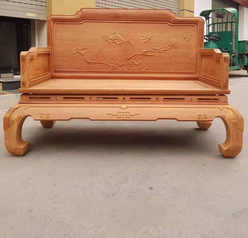 缅甸花梨生胚宝座六件套沙发,缅甸花梨沙发富贵满堂六件套