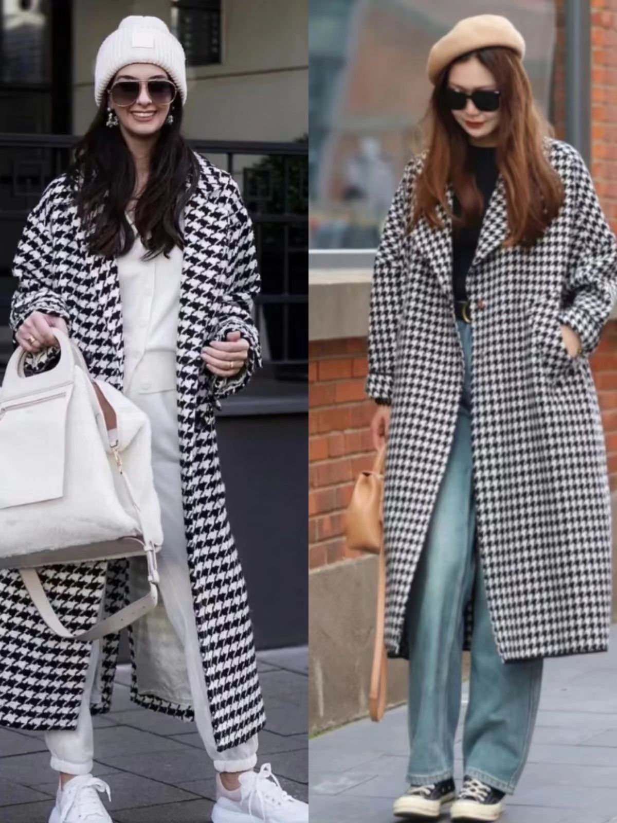 今冬不流行穿“动物纹”了,换成“千鸟格”、“棋盘格”,更优雅