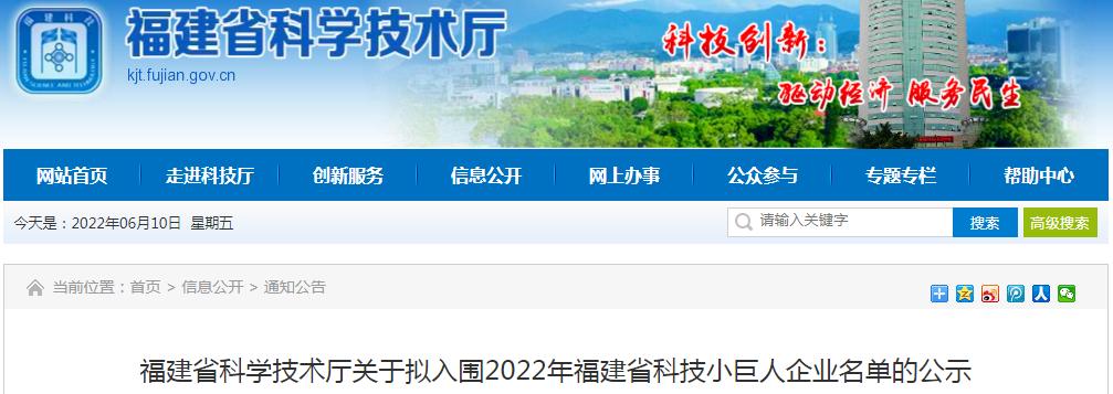 2019科技小巨人企业名单,福建科技小巨人名单