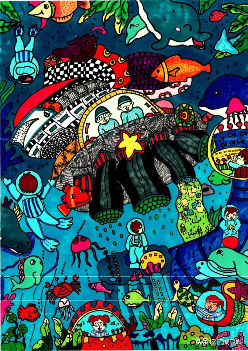 青少年科创大赛少儿绘画作品,少年科学幻想绘画大赛