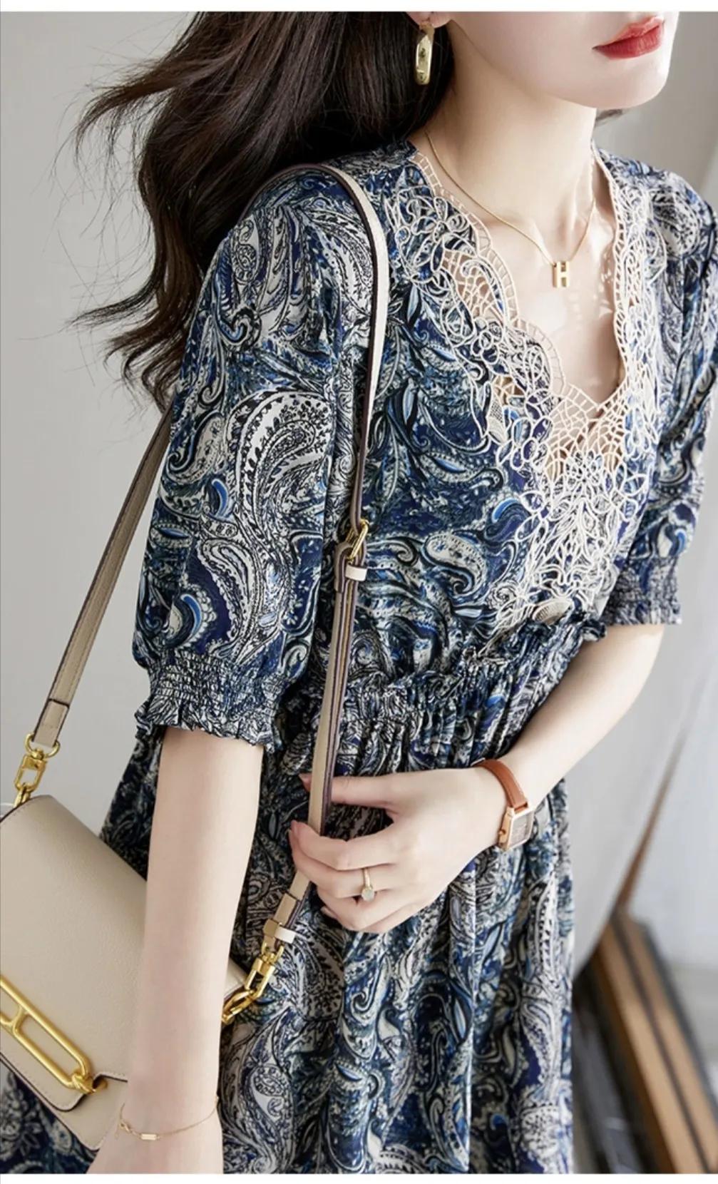 碎花雪纺连衣裙小个子显瘦显气质,雪纺收腰连衣裙显瘦修身大气款式