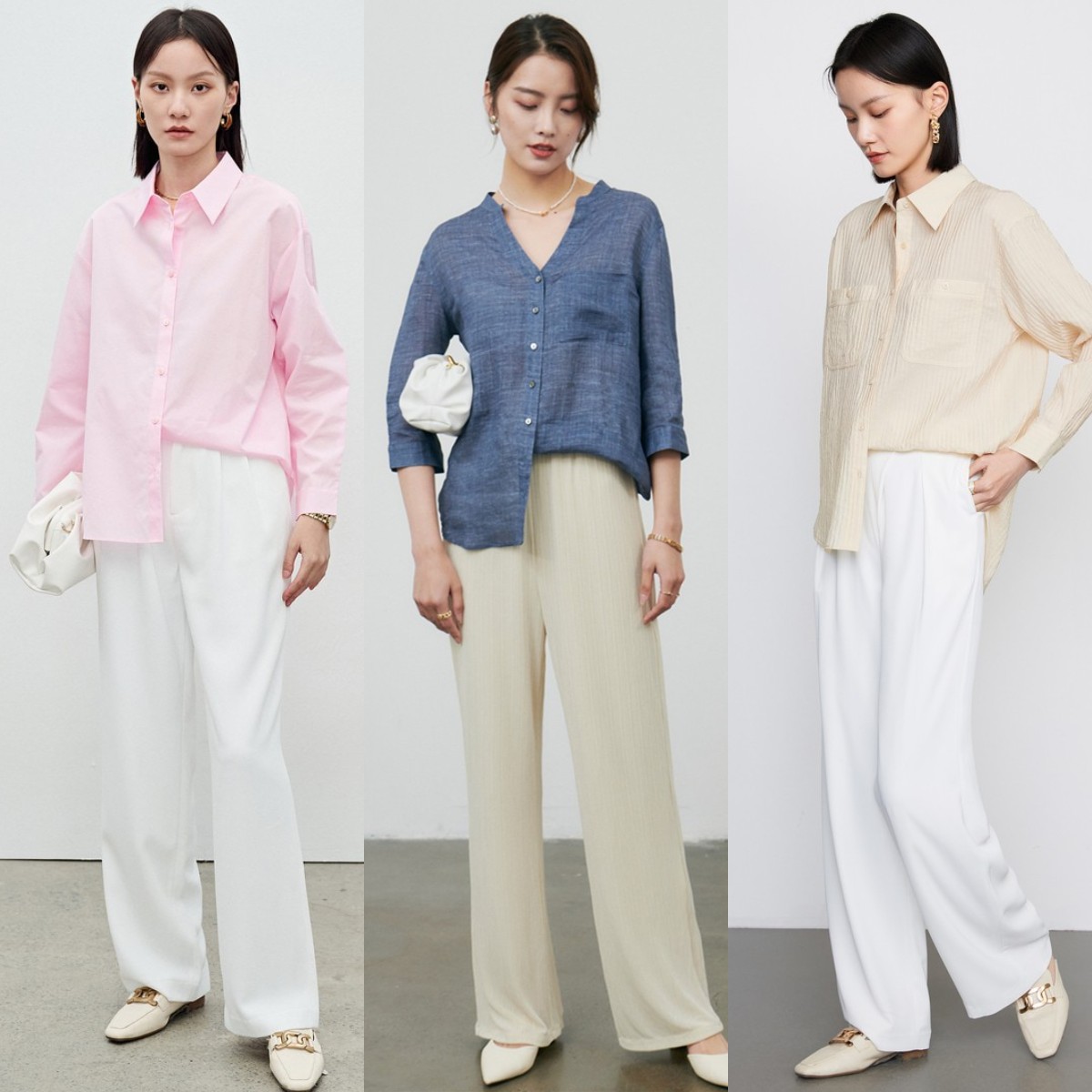 显瘦百搭阔腿裤这样穿好看又时髦,微胖穿衬衫搭阔腿裤
