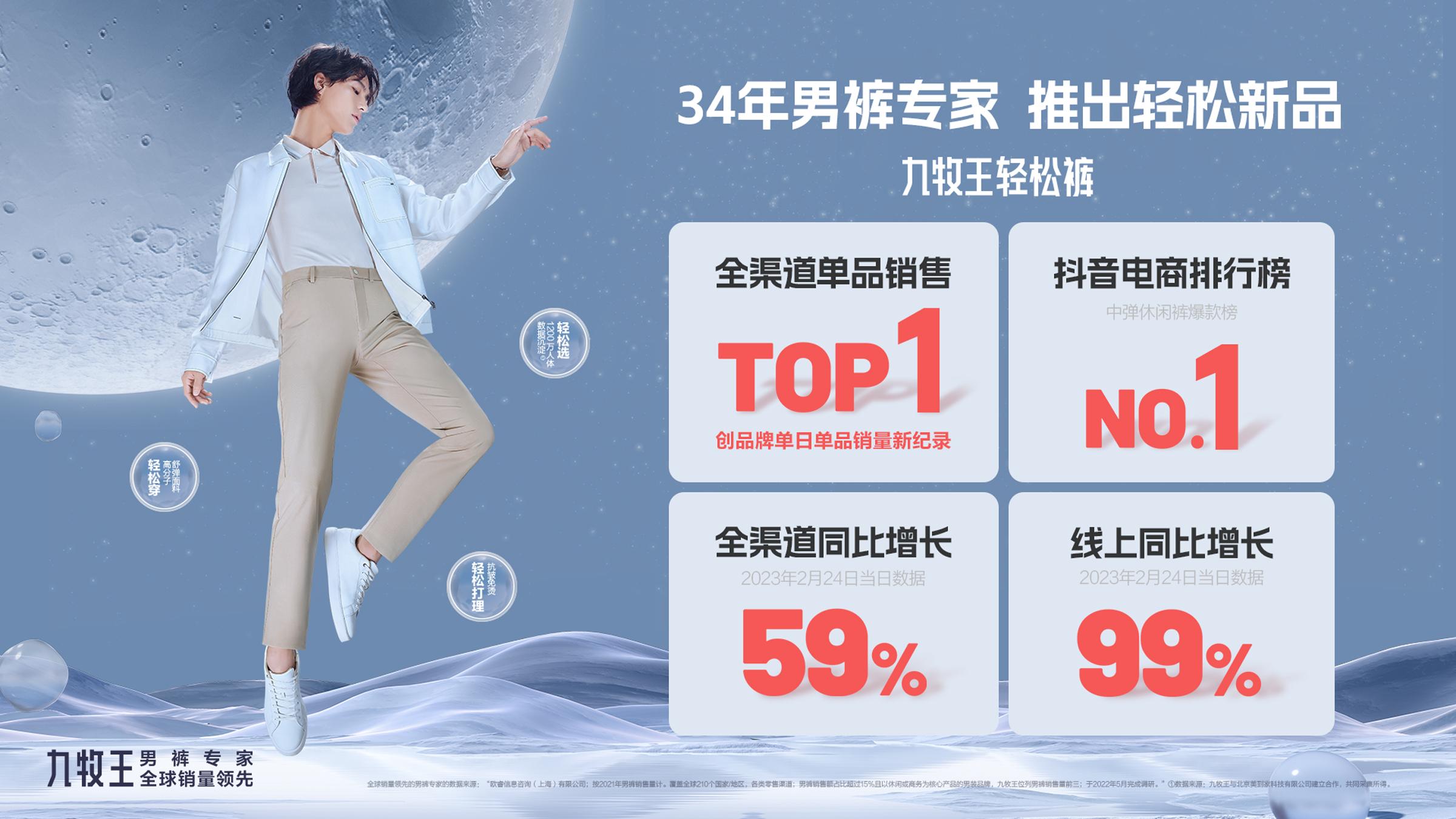 九牧王新款轻松裤,十大品牌男裤九牧王男裤