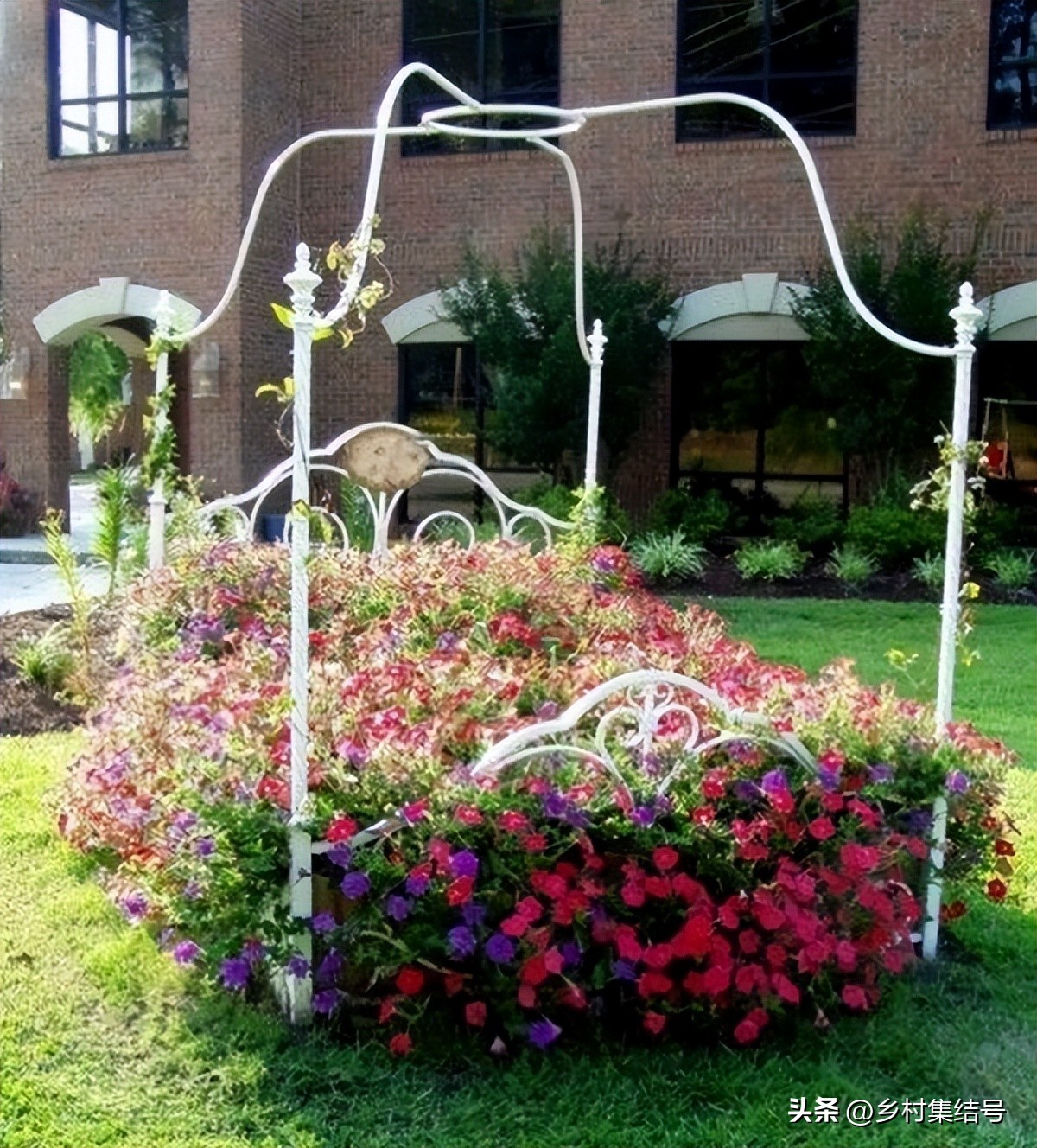 别墅庭院创意藤床,农村新型庭院花园设计图