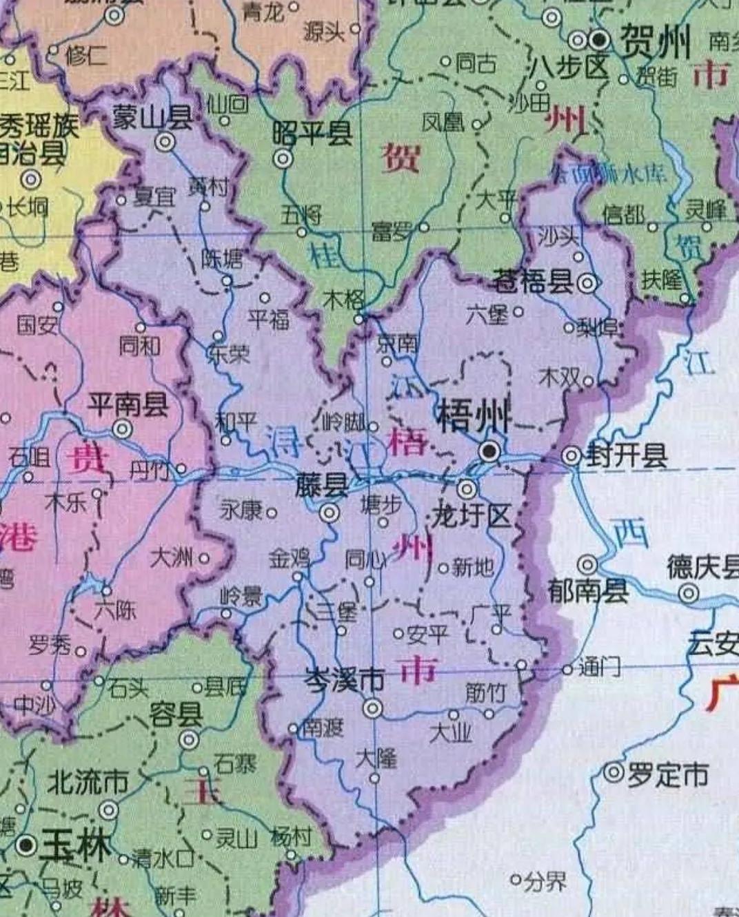 中国旅游地理桂林漓江主要风景区,梧州交通旅游地图