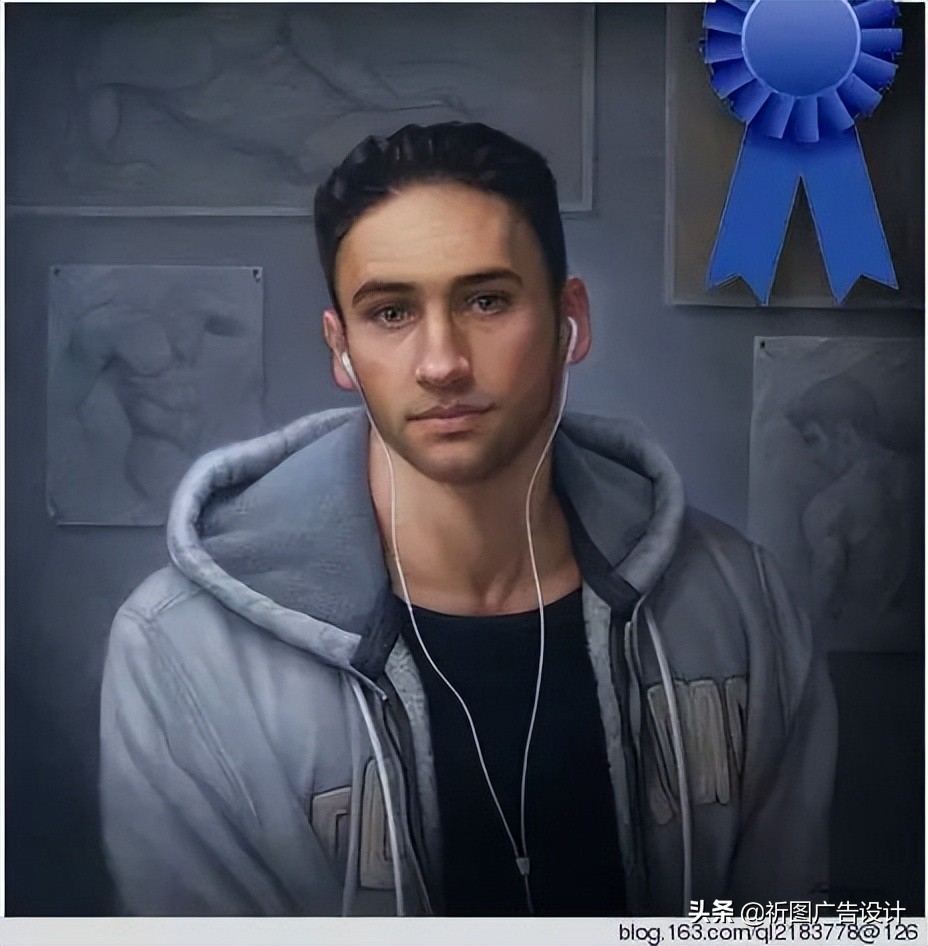 彩色粉笔人像绘画,人像粉笔画