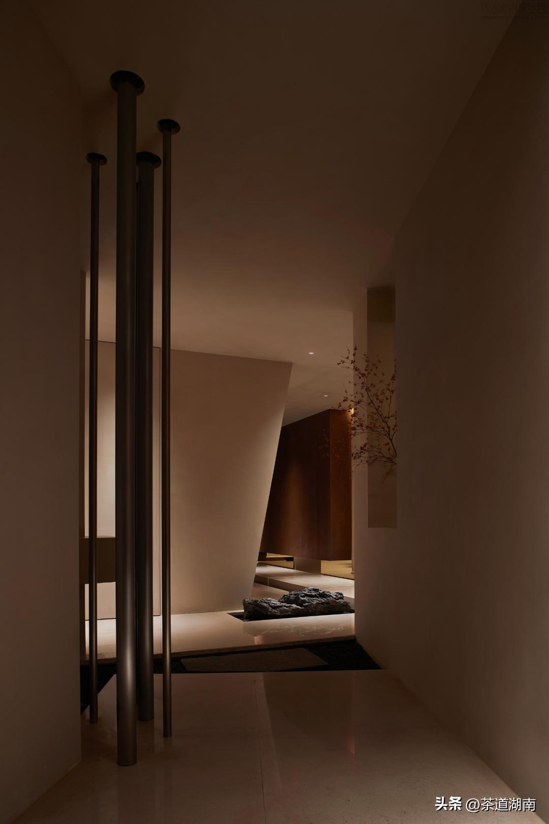 不装吊顶的禅意茶室装修效果图,广东禅意茶室私人会所包厢设计