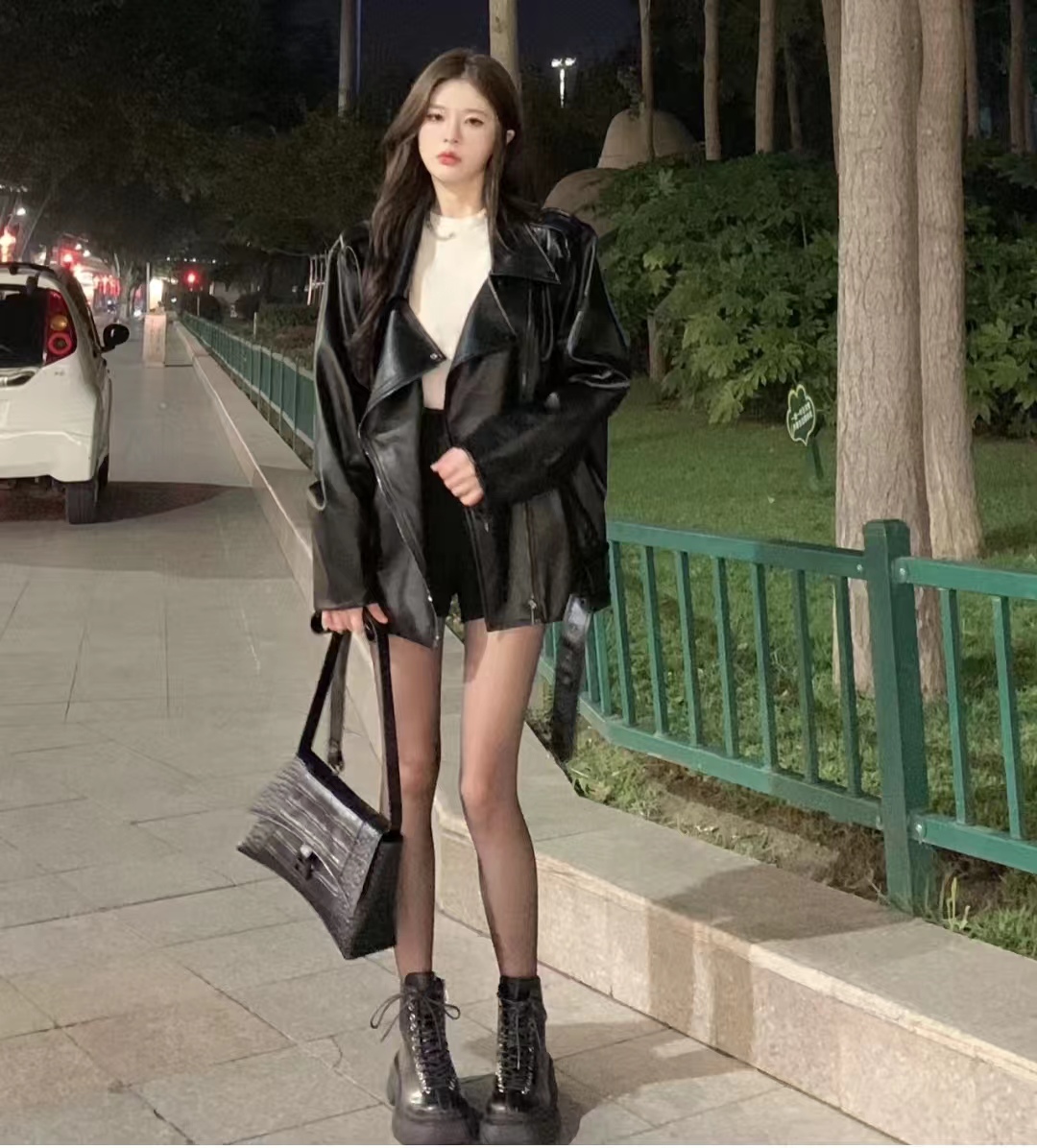 冬季黑色皮衣穿搭图片大全男,洋气黑色皮衣套装10岁