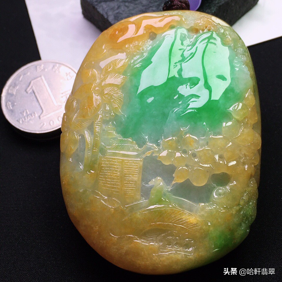 黄加绿翡翠貔貅图片及价格,老坑冰种黄加绿翡翠价格