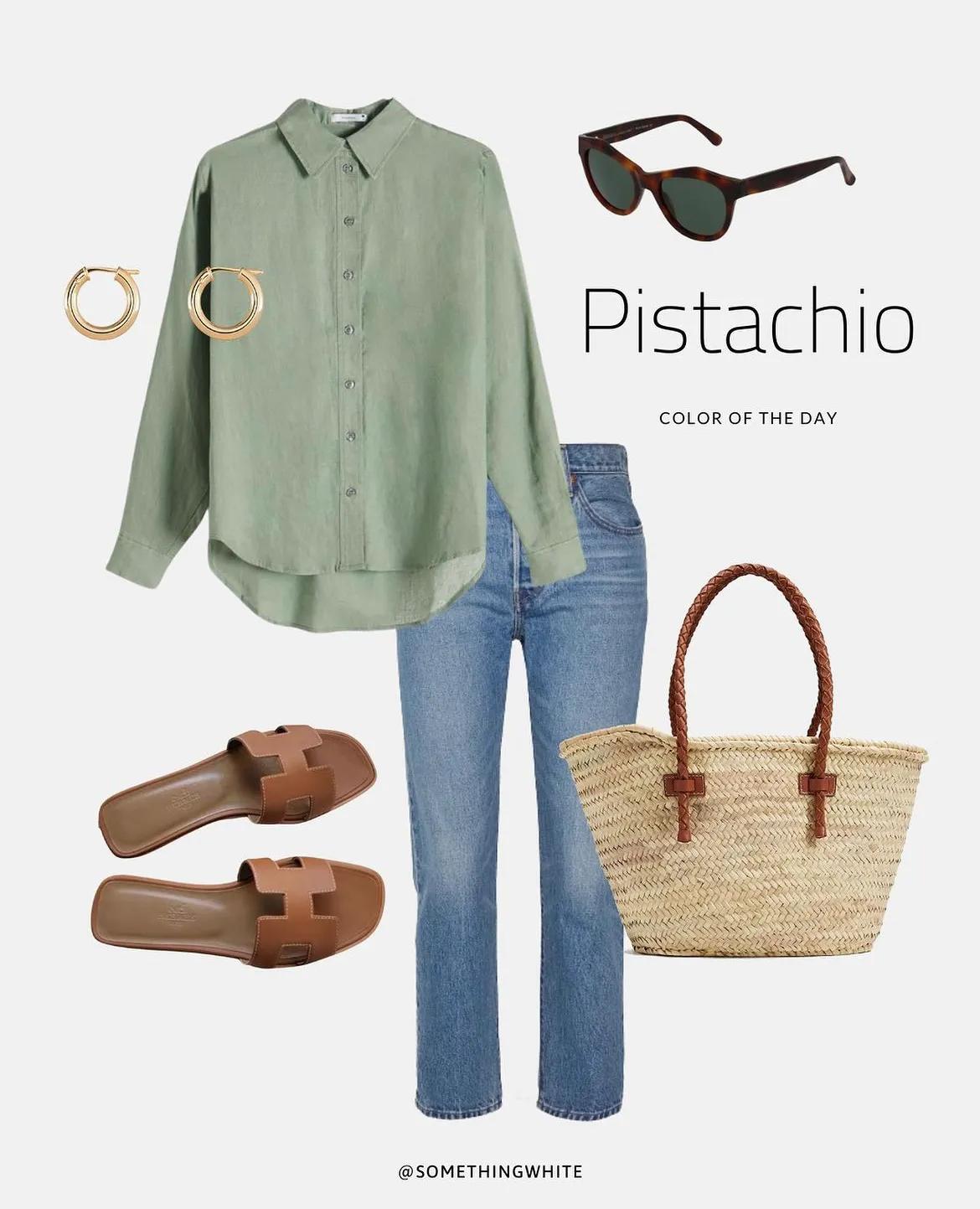 开心果绿颜色的衣服图片,开心果色衣服穿搭