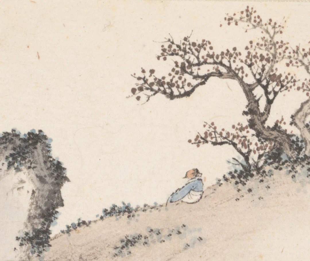 他是乾隆时期一位重要的宫廷画家，他的《山水花鸟册》设色清雅，给人一种恬淡宁静之感