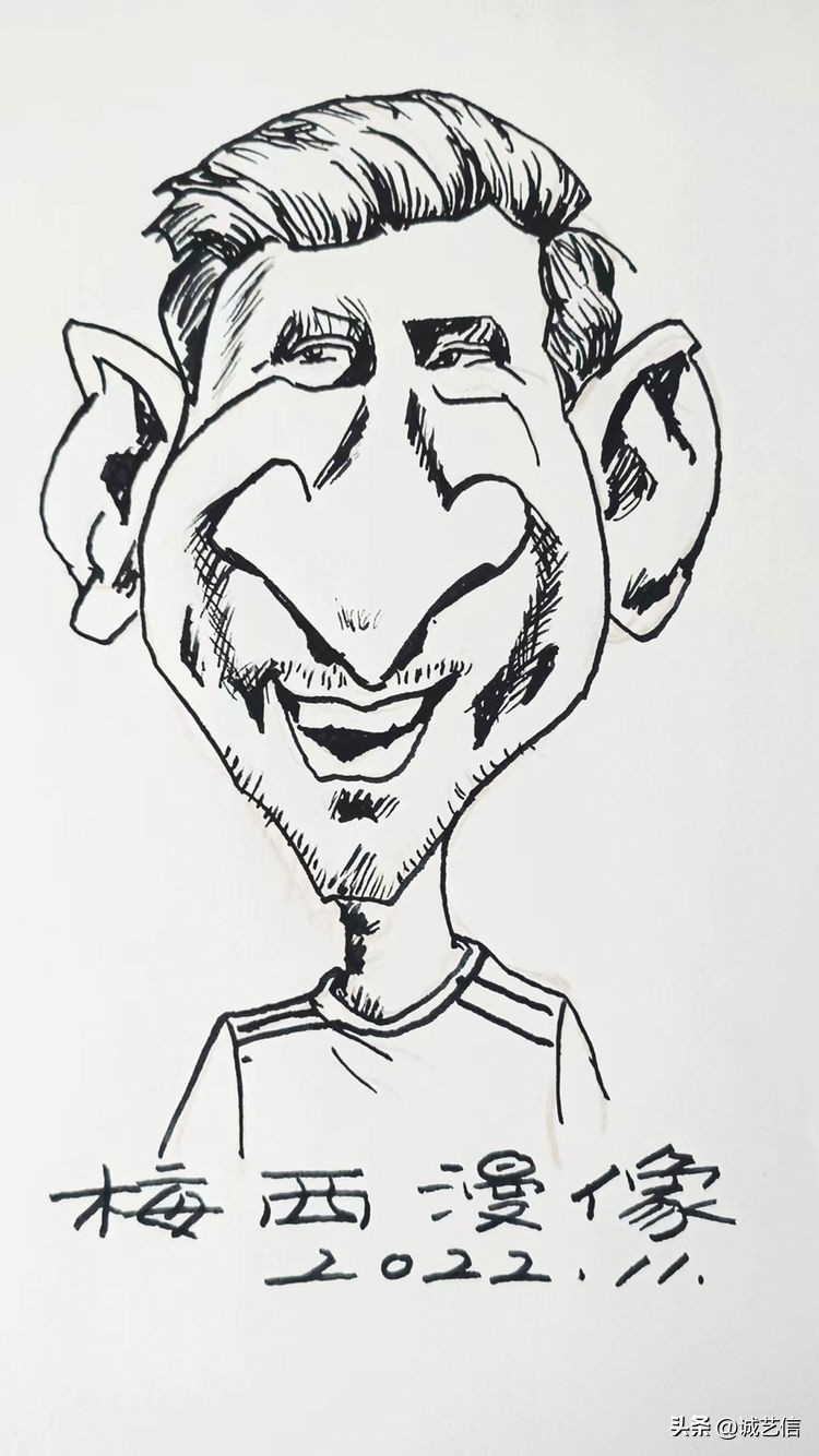 卡塔尔梅西漫画海报,梅西拿着美洲杯来卡塔尔的漫画