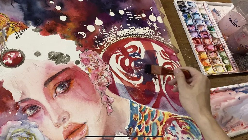 他是抖音水彩第一人，画面充满水墨意境，质感优秀！150万人盛赞