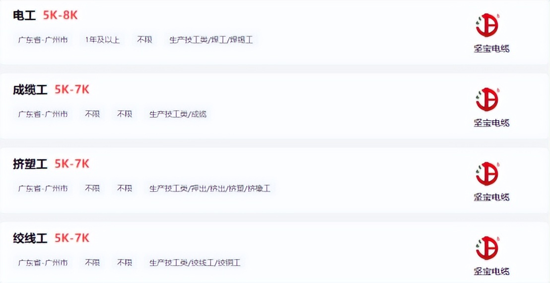 坚宝电缆招聘,广东南方中宝电缆厂最新招聘信息