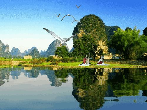 好看的山水花鸟大全,中国风山水花鸟图片