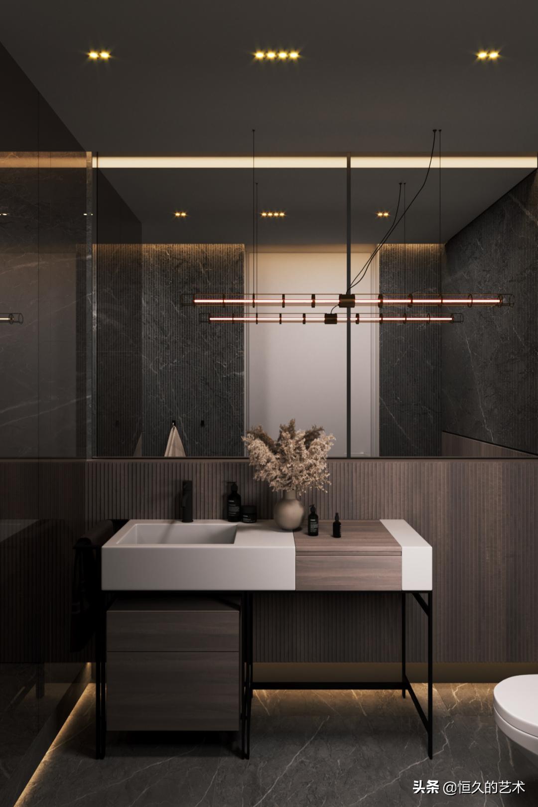 客厅石材木饰面效果,石材和实木搭配装修效果图