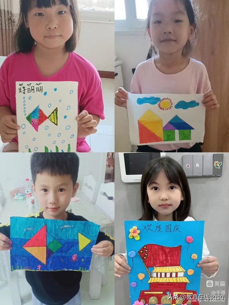 七巧板拼图美丽校园,七巧板拼贴画一年级