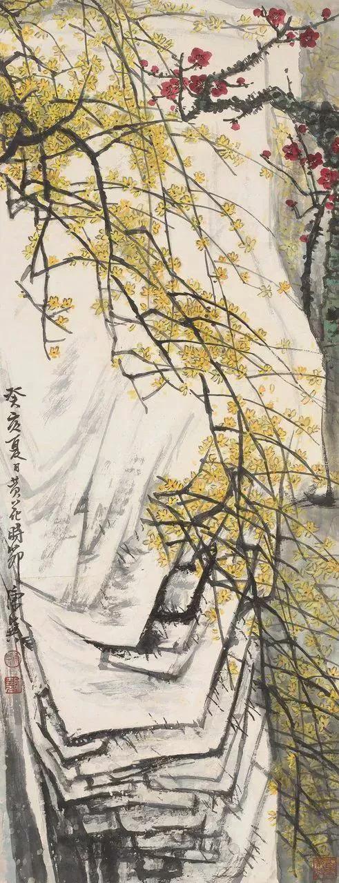 国画大师笔下的迎春花春意盎然,寒冷的冬季迎春花春意盎然