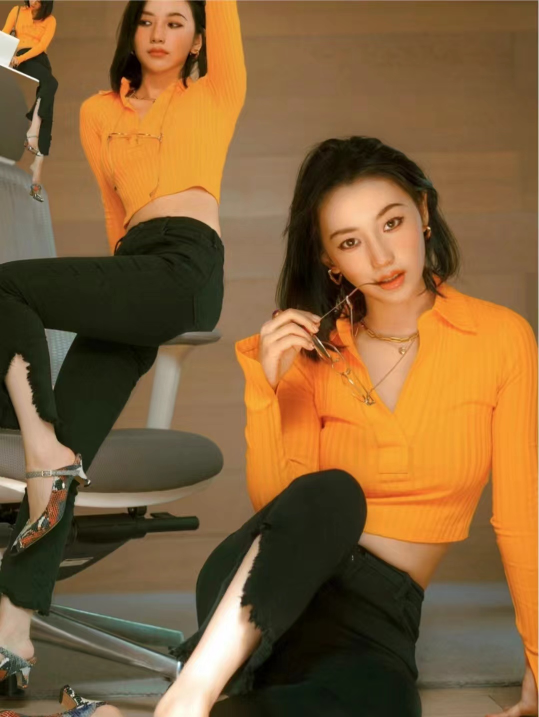 穿黑色裤子配什么色上衣,黑色宽腿裤子配什么上衣